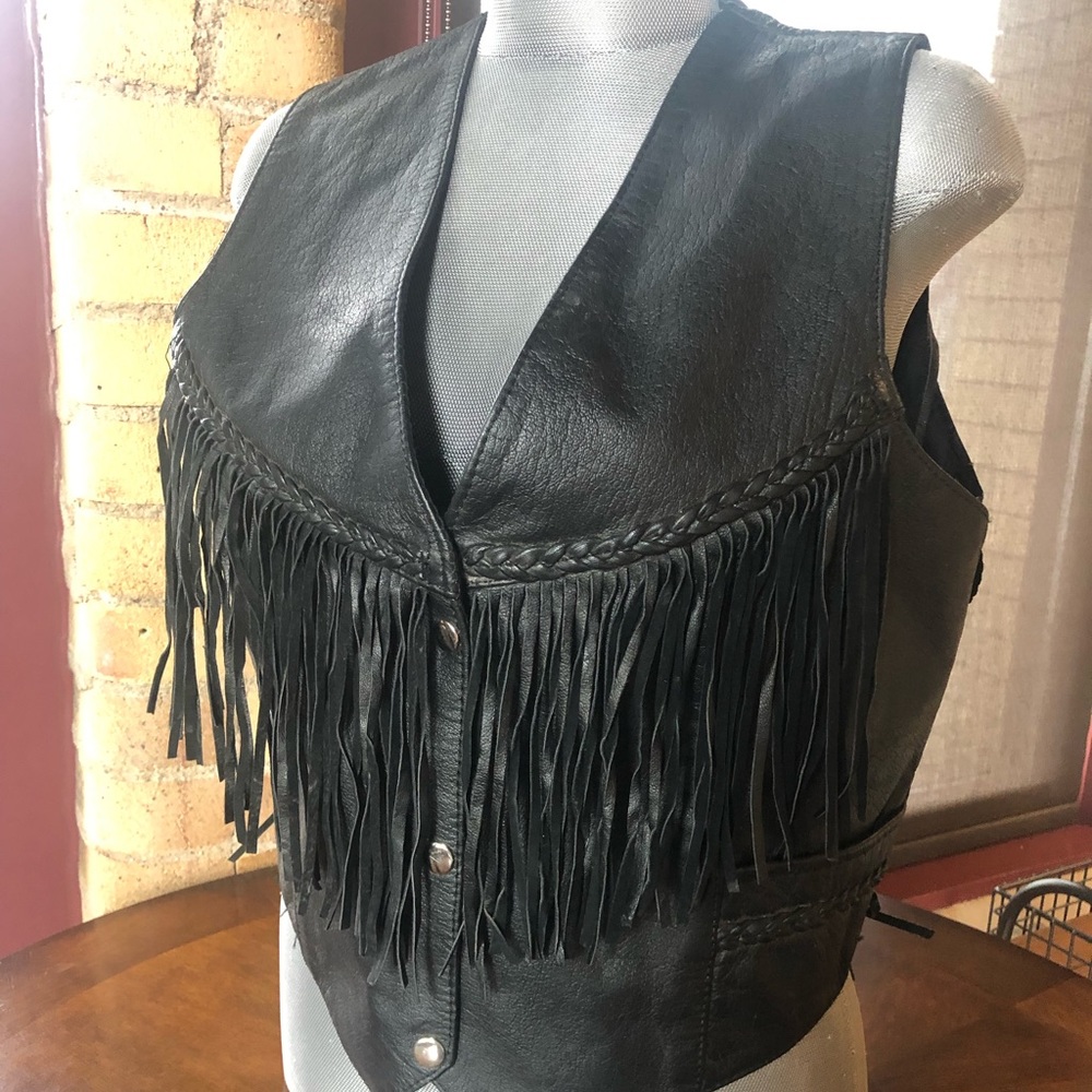 Black Fringed Vest